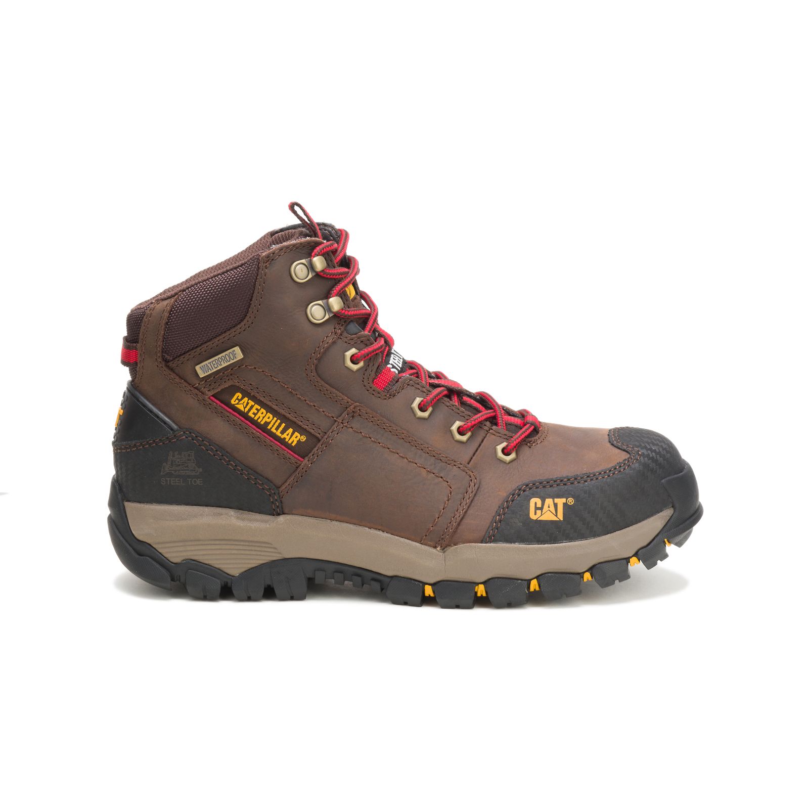 Men's Caterpillar Navigator Mid Waterproof Steel Toe Steel Toe Boots Brown Ireland REVT54378